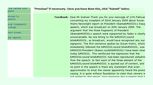 BBC Complaint Input